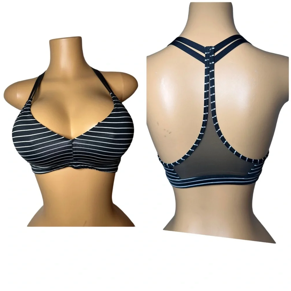 Victoria's Secret Black and White Striped Racerback Bra